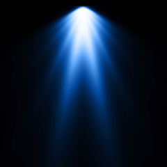Isolated blue spotlight effect on black background. Light show. Light from the top clipart.
