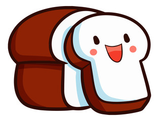 Cute and funny bread laughing happily - vector