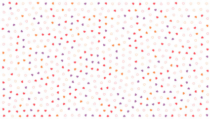 Cute hearts. Background with small hearts. Pattern with small soft colors hearts on white background. Template for greeting card Happy Valentines day, textile design, love concept. Vector illustration