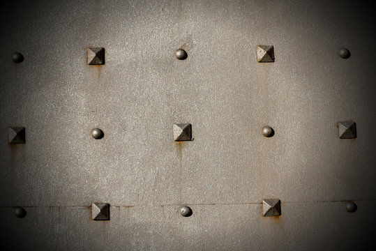 Metal Background - Door With Pyramid Studs