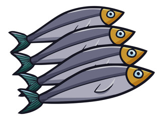 Funny and fresh 4 fish - vector