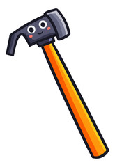 Funny and cute hammer smiling happily - vector