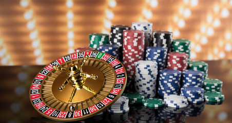 Poker Chips, Casino roulette wheel