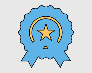 Colorful Badge Icon on gray Background.