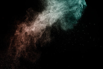 Deep ocean and Living Coral Color of the year 2019, powder splash for makeup artist or graphic design