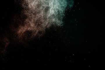 Deep ocean and Living Coral Color of the year 2019, powder splash for makeup artist or graphic design