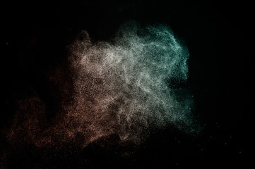 Deep ocean and Living Coral Color of the year 2019, powder splash for makeup artist or graphic design