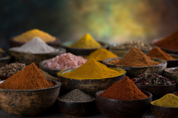 Aromatic spices, smoke and Still Life background