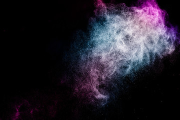powder of Galaxy and Nebula color spreading for makeup artist or graphic design in black background