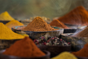 Aromatic spices, smoke and Still Life background