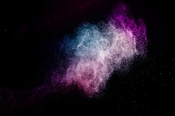 powder of Galaxy and Nebula color spreading for makeup artist or graphic design in black background