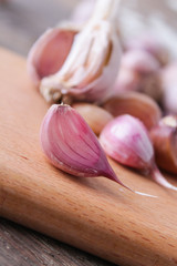 garlic on wooden background