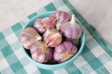 garlic on wooden background