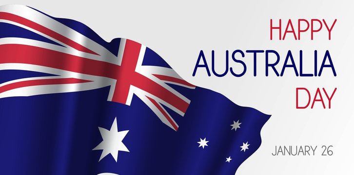 Happy Australia Day. Banner for Australia National Day with flag