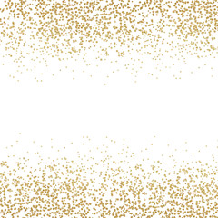 Gold dust falling down, behing the white background