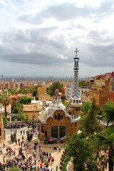 Park G&uuml;ell, barcelona, spain, gardens, Antoni Gaud&iacute;,  World Heritage Site,  panorama, city, architecture, town, view, cityscape,  building,  landmark, skyline, 