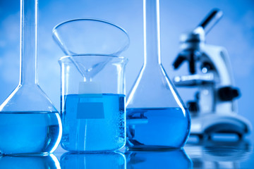 Scientific glassware for chemical experiment, Laboratory equipment