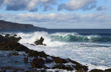 beautiful seascpae with large waves, Newfoundland coastline