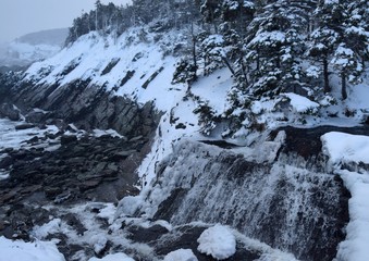 Winter waterfall along the  Killick coastline, Newfoundland Canada