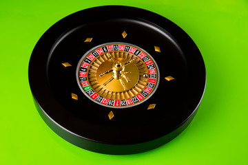 Roulette wheel running in a casino