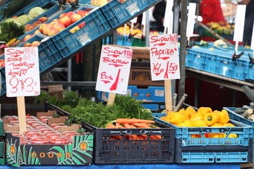 Market stall selling vegetables