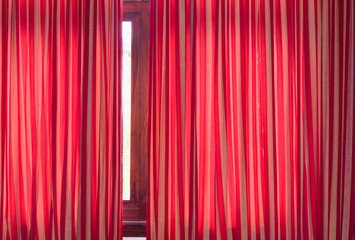 red thick curtains