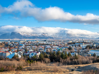 Obraz premium Cityscape viewpoint of Reykjavik from Perlan, Iceland