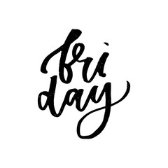 Fototapeta premium Hello, Friday - hand painted ink brush pen modern calligraphy.