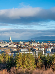 Obraz premium Cityscape viewpoint of Reykjavik from Perlan, Iceland