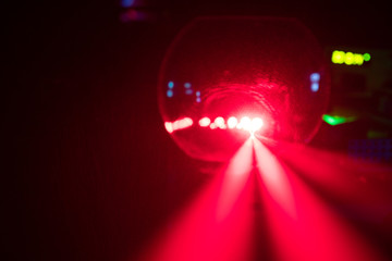 Experiment with red laser in optics lab