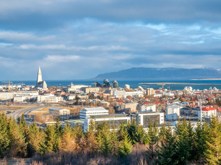 Fototapeta premium Cityscape viewpoint of Reykjavik from Perlan, Iceland