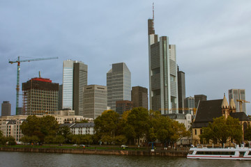 Obraz premium View of the business district of the city of Frankfurt am Main. Germany