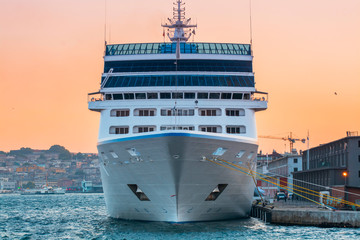 Beautiful cruise ship. Mediterranean sea.