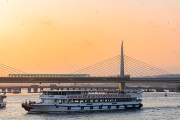 Obraz premium Istanbul at the sunset, panoramic view. Istanbul, Turkey.