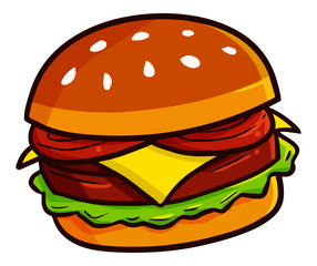 Funny and cute yummy hamburger very delicious - vector
