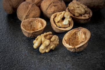 Walnuts on stone background