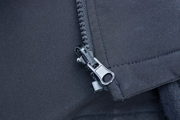 gray black fabric texture of clothes with zip