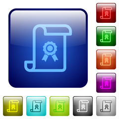 Scroll with certificate color square buttons