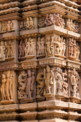 Close up erotic stone carving in Lakshman Temple