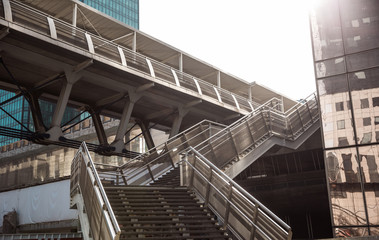 Concrete and metal stairs in the city of Paris