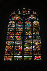Fototapeta na wymiar Stained glass window of the new Cathedral in Linz