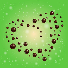 Romantic chocolate ball heart. Lime background vector illustration