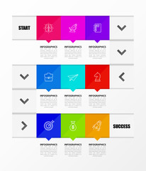 Infographic design template. Timeline concept with 9 steps