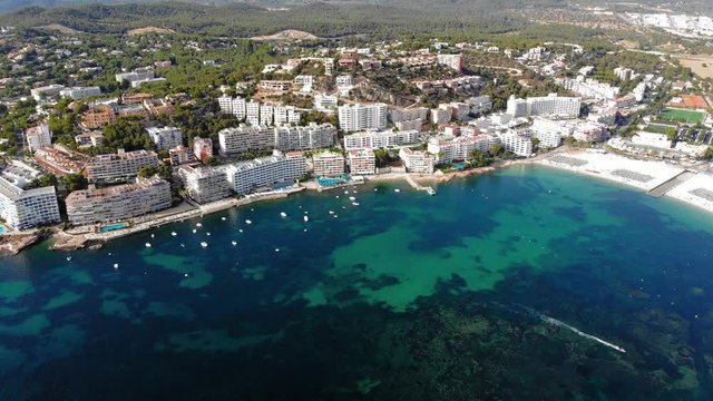 Aerial view, flight over Santa Ponca and the marina, Calvia, Mallorca, Spain