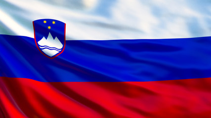 Slovenia flag. Waving flag of Slovenia 3d illustration