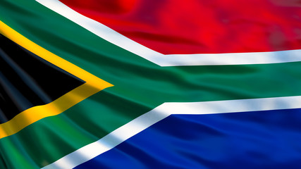 South Africa flag. Waving flag of South Africa 3d illustration