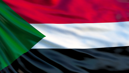 Sudan flag. Waving flag of Sudan 3d illustration