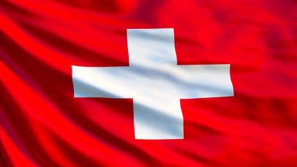 Obraz premium Switzerland flag. Waving flag of Switzerland 3d illustration