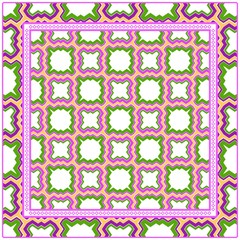 Decorative Colorful Geometric Ornament. , Symmetric Pattern With Lace Frame. Vector Illustration