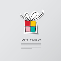 Birthday Card with Paper Gift Box Vector Design